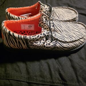 Hey Dude Zebra Print Men's Shoes - Black and White